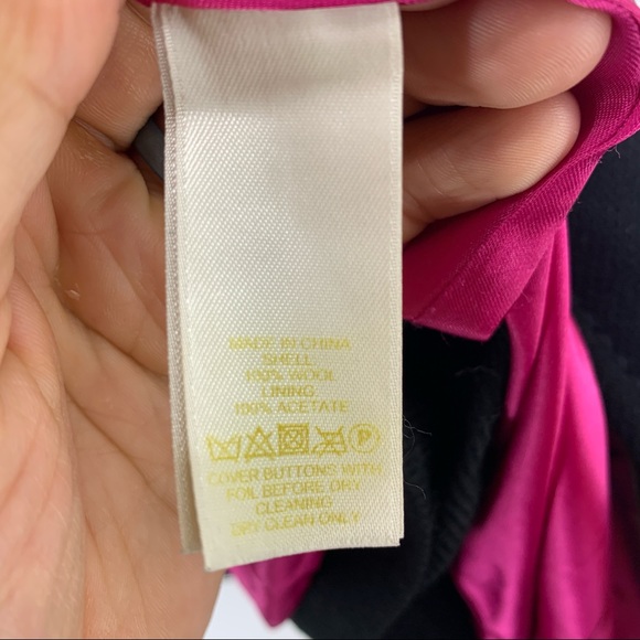 Kate Spade Wool Tiera Coat Black Pink 2 - Picture 4 of 8